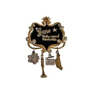 2004 Gene Doll Hollywood Memories Gold Plate Rhinestone Convention Charm Brooch
